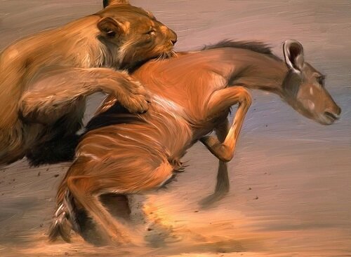 лев и жертва